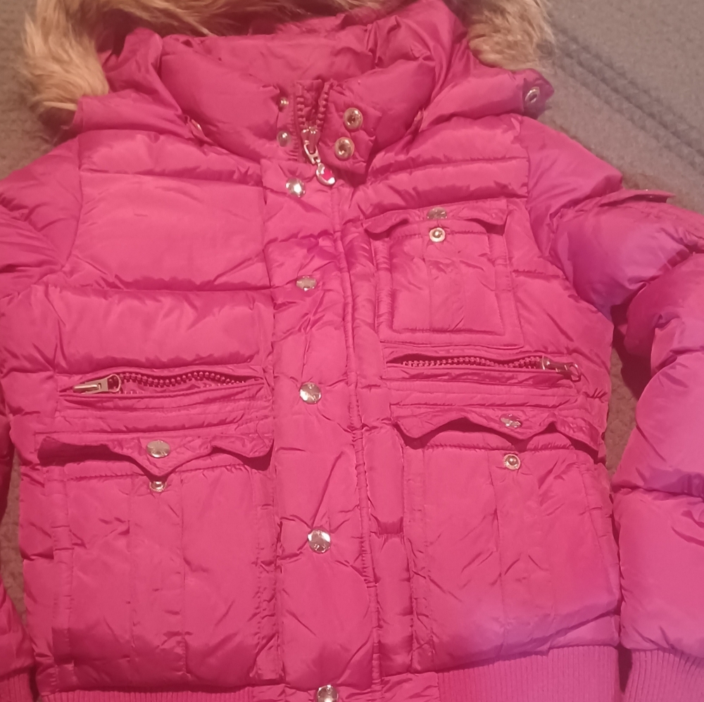 True Religion Down Pink‎ Puffer Coat Size M